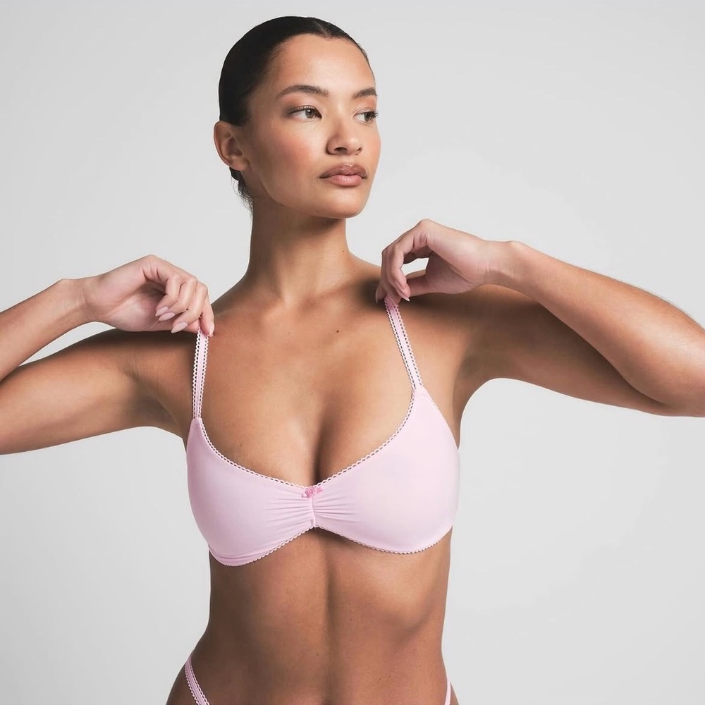 SKIMS Fits Everybody Picot Skimpy Scoop Bralette Rare Cherry Blossom NWT